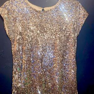 Rose gold Sequins blouse/Top. Never before worn, in a size large.
